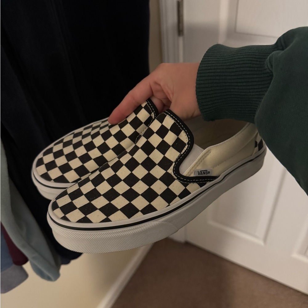 Vans Black and White Checkerboard Slip-Ons